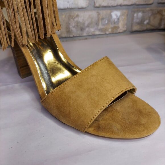 Carlos By Carlos Santana Brulee Gilda Suede Fringe Ankle Strap Heel, Women's 9M - Picture 6 of 12